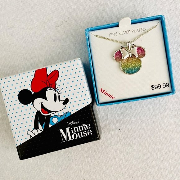 Disney Minnie Mouse Glitter Pendant, Pastel colors, 18" chain, NEW in box - Picture 3 of 5